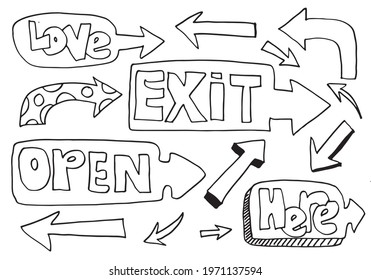 Open Sign exit. for use in cafes, buildings, shops and others