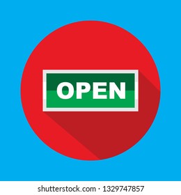 Open Sign, flat design, app button - Vector
