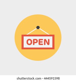 Open sign flat icon illustration