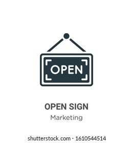Open sign glyph icon vector on white background. Flat vector open sign icon symbol sign from modern marketing collection for mobile concept and web apps design.