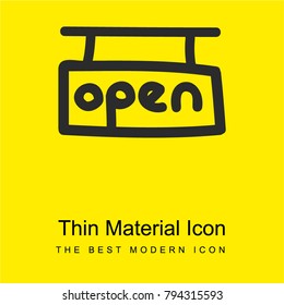 Open sign, hand drawn outline bright yellow material minimal icon or logo design