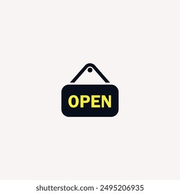 Letrero abierto colgado fuera de una tienda durante el horario comercial