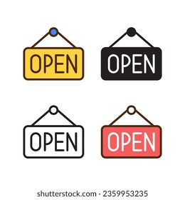 open sign icon in 4 style: flat, glyph, outline, duotone