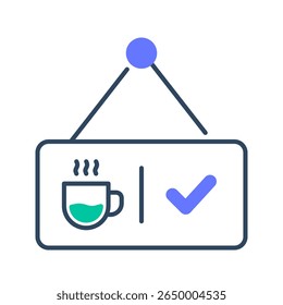 Open sign icon. open, coffee shop, shop, business, welcome, store, retail, signage. Vector Icon Illustration
