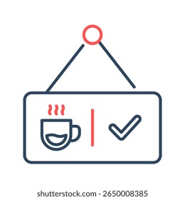 Open sign icon. open, coffee shop, shop, business, welcome, store, retail, signage. Vector Icon Illustration