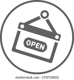 Icono de signo abierto, gráficos vectoriales grises