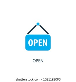 Open sign icon. Logo element illustration. Open sign symbol design from 2 colored collection. Simple Open sign concept. Can be used in web and mobile.