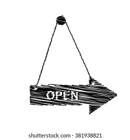 Open sign. Icon with scribble effect