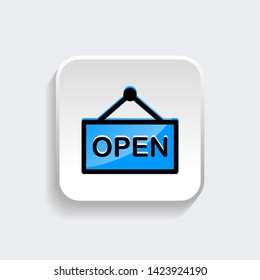 Open sign icon symbol of store open with modern flat style icon for web site design, logo, app, UI isolated on white background. Vector illustration