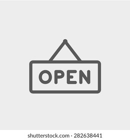 Open sign icon thin line for web and mobile, modern minimalistic flat design. Vector dark grey icon on light grey background.