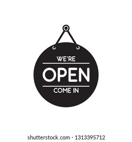 open sign icon in trendy flat design 
