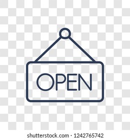 Open sign icon. Trendy linear Open sign logo concept on transparent background from Museum collection