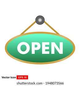Open sign icon. Vector open door sign. Open icon vector isolated on white background.