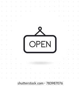 Open sign icon. Vector open door sign. Open icon vector isolated on white background. Open sign line icon for websites, mobile apps, and info graphic. Flat line vector illustration