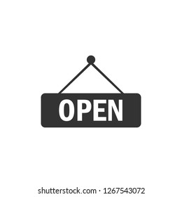 Open sign icon. Vector illustration, flat design.