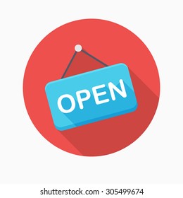 Open sign icon, vector illustration. Flat design style with long shadow,eps10