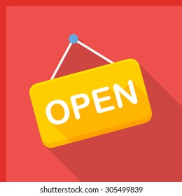 Open sign icon, vector illustration. Flat design style with long shadow,eps10