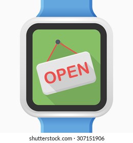 Open sign icon, vector illustration. Flat design style with long shadow,eps10