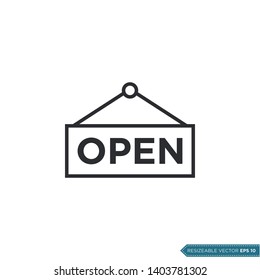 Open Sign Icon Vector Template Flat Design