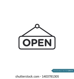Open Sign Icon Vector Template Flat Design