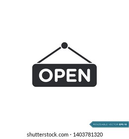 Open Sign Icon Vector Template Flat Design