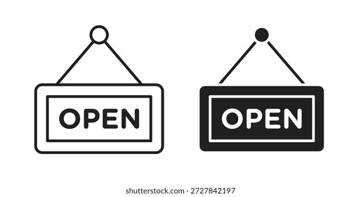 Open sign icons. Outline icons vector collection. flat illustrations
