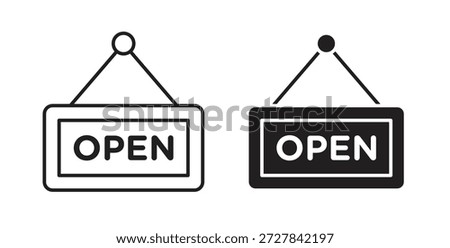 Open sign icons. Outline icons vector collection. flat illustrations