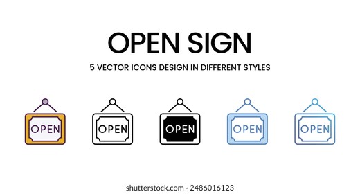 Iconos de signo abierto conjunto de Vectores ilustración de stock.