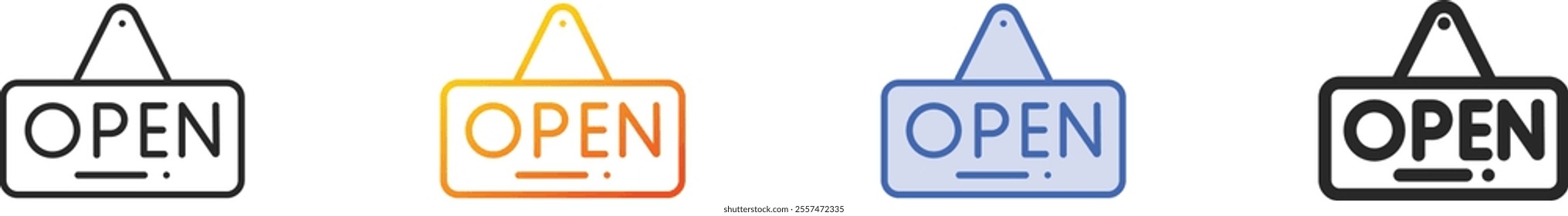 open sign icon.Thin Linear, Gradient, Blue Stroke and bold Style Design Isolated On White Background