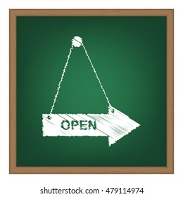 Open sign illustration. Flat style black icon on white.