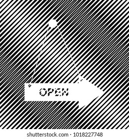 Open sign illustration. Vector. Icon. Hole in moire background.