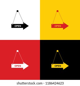 Open sign illustration. Vector. Icons of german flag on corresponding colors as background.
