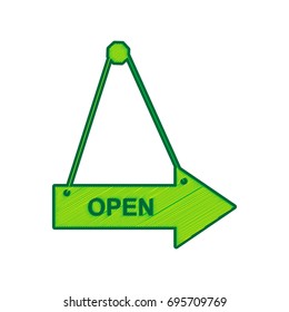 Open sign illustration. Vector. Lemon scribble icon on white background. Isolated