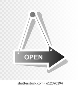 Open sign illustration. Vector. New year blackish icon on transparent background with transition.