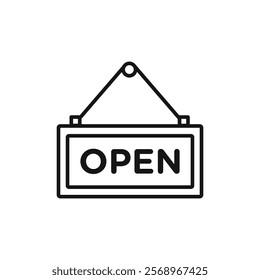 Open sign Isolated flat vector in outline