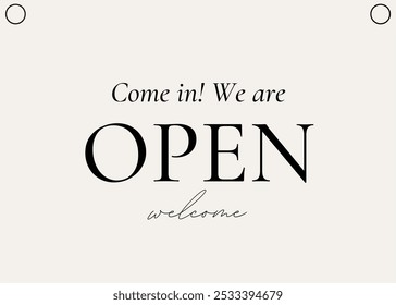 Open Sign Landscape Vector Design, Elegant Typography, Vibrant Colors, Stylish Business Decor, Perfect for Storefront or Restaurant Signage