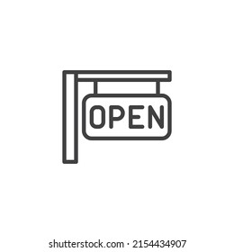 Open sign line icon. linear style sign for mobile concept and web design. Open signboard outline vector icon. Symbol, logo illustration. Vector graphics