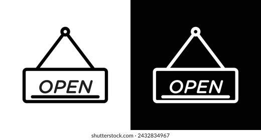 Open Sign Line Icon on White Background for web.