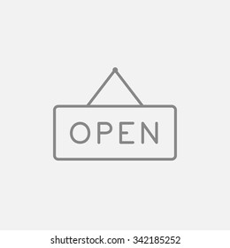 Open sign line icon for web, mobile and infographics. Vector dark grey icon isolated on light grey background.