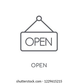 Open sign linear icon. Modern outline Open sign logo concept on white background from Museum collection. Suitable for use on web apps, mobile apps and print media.