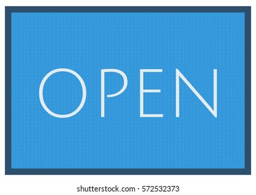 Open sign on blue background