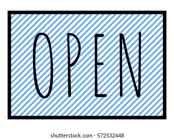 Open sign on striped background