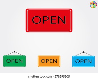 open, sign, symbol, vector illustration eps10