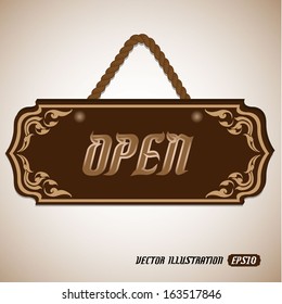 Open sign. Thai art concept.