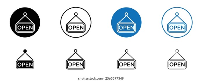 Open sign vector in black and yellow colors