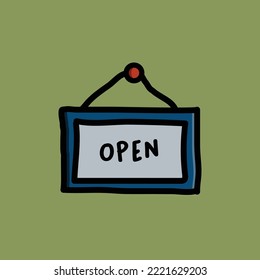open sign vector icon, handwritten design, perfect for greeting visitors.