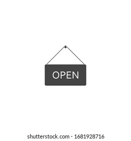 Open sign vector icon on white isolated background.