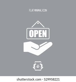 "Open" signboard - Minimal modern icon