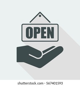 "Open" signboard - Minimal modern icon