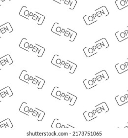 open signboard seamless pattern isolated on white background.